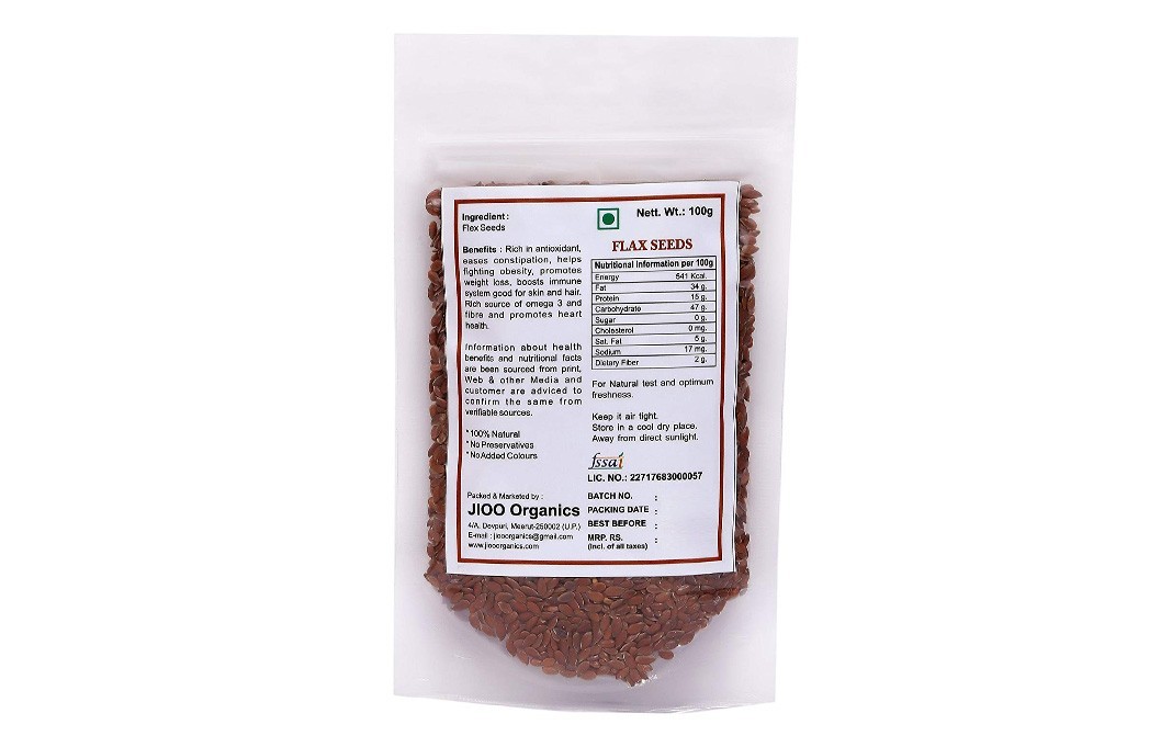 Jioo Organics Flax Seeds    Pack  100 grams